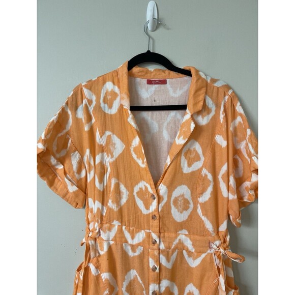 Radnik Romper Women Orange White Geometric Print Vacay Summer City Sz M ? New - Picture 2 of 10